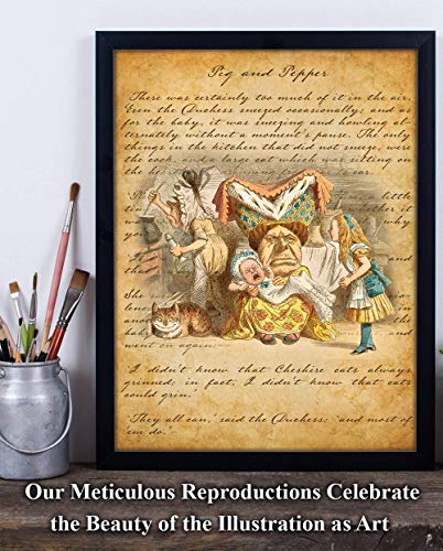 Alice In Wonderland Prints - 11X14 Unframed Wall Art Print Poster - Perfect Alice In Wonderland Gifts And Decorations (Cook, Duchess, Cheshire Cat, Baby) #TOP1