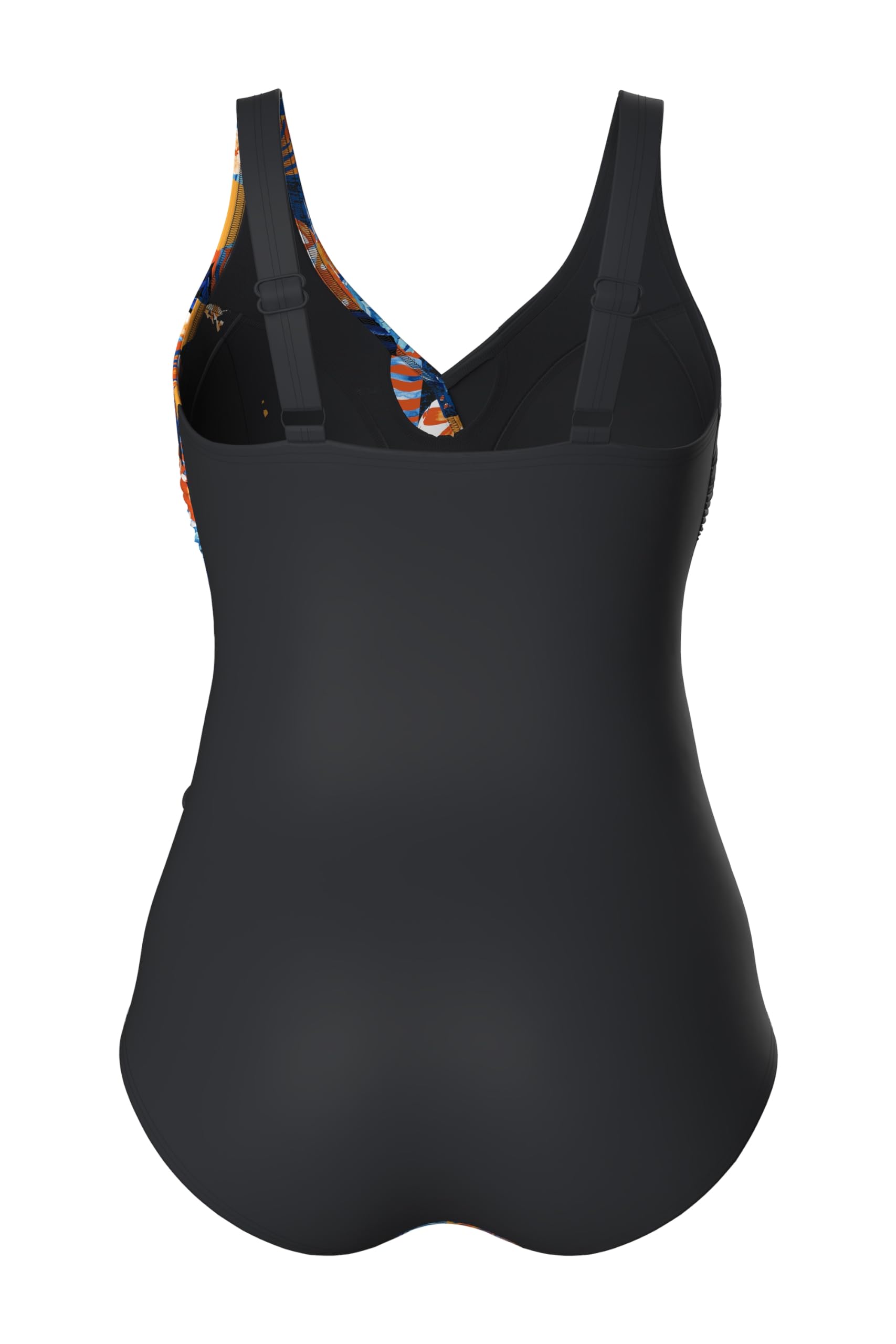 Ulla Popken Badeanzug, Karo, Softcups, Wickeloptik, Recycelt Costume da Bagno a Quadri, Coppe morbide, Effetto Avvolgente, Riciclato Donna