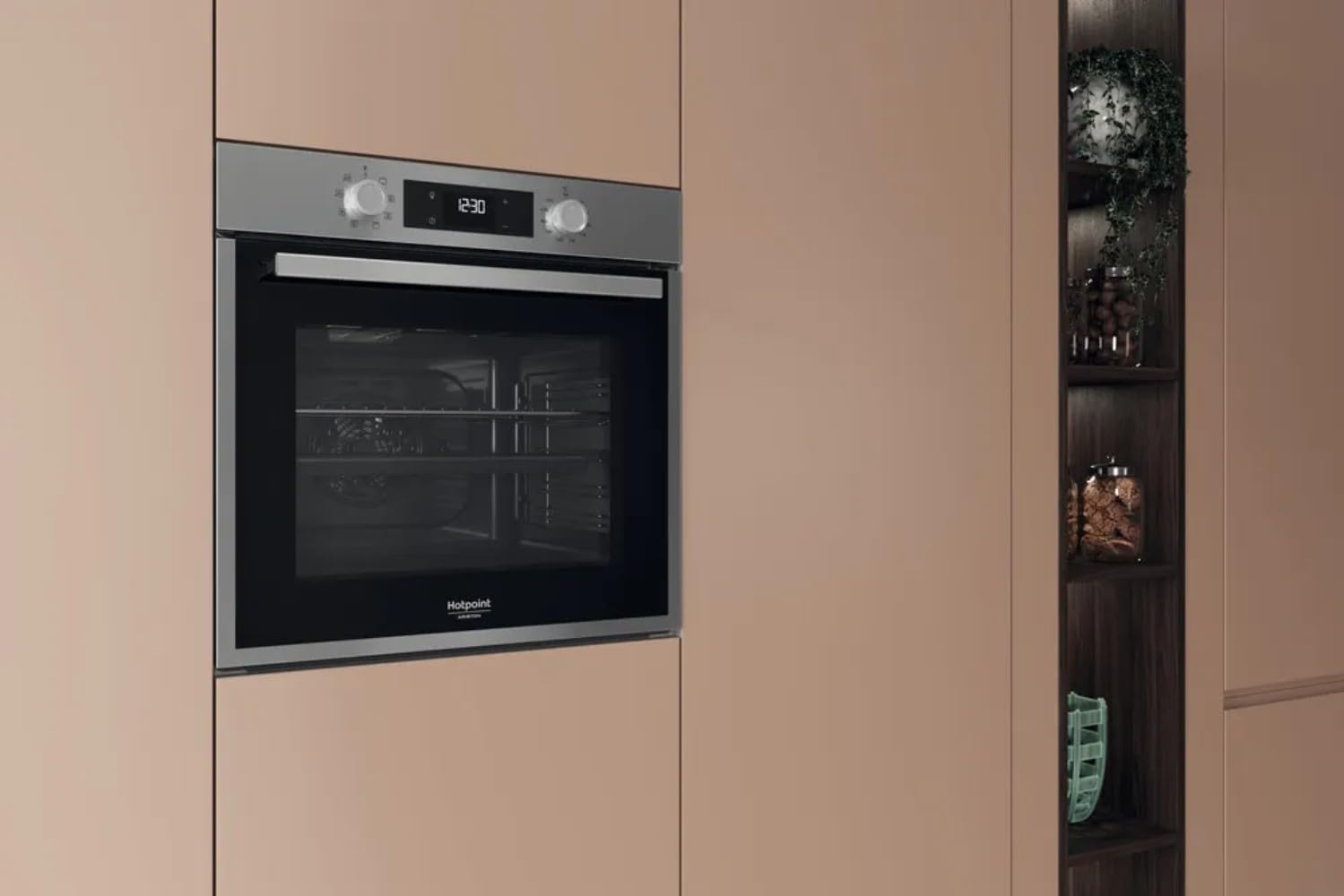 Hotpoint - HAO455CX Four Encastrable Catalyse 71L - Programmes Automatiques, Multifonction, Nettoyage Catalyse, Commande Électronique - Gril Basculant - Classe Énergétique A - Inox