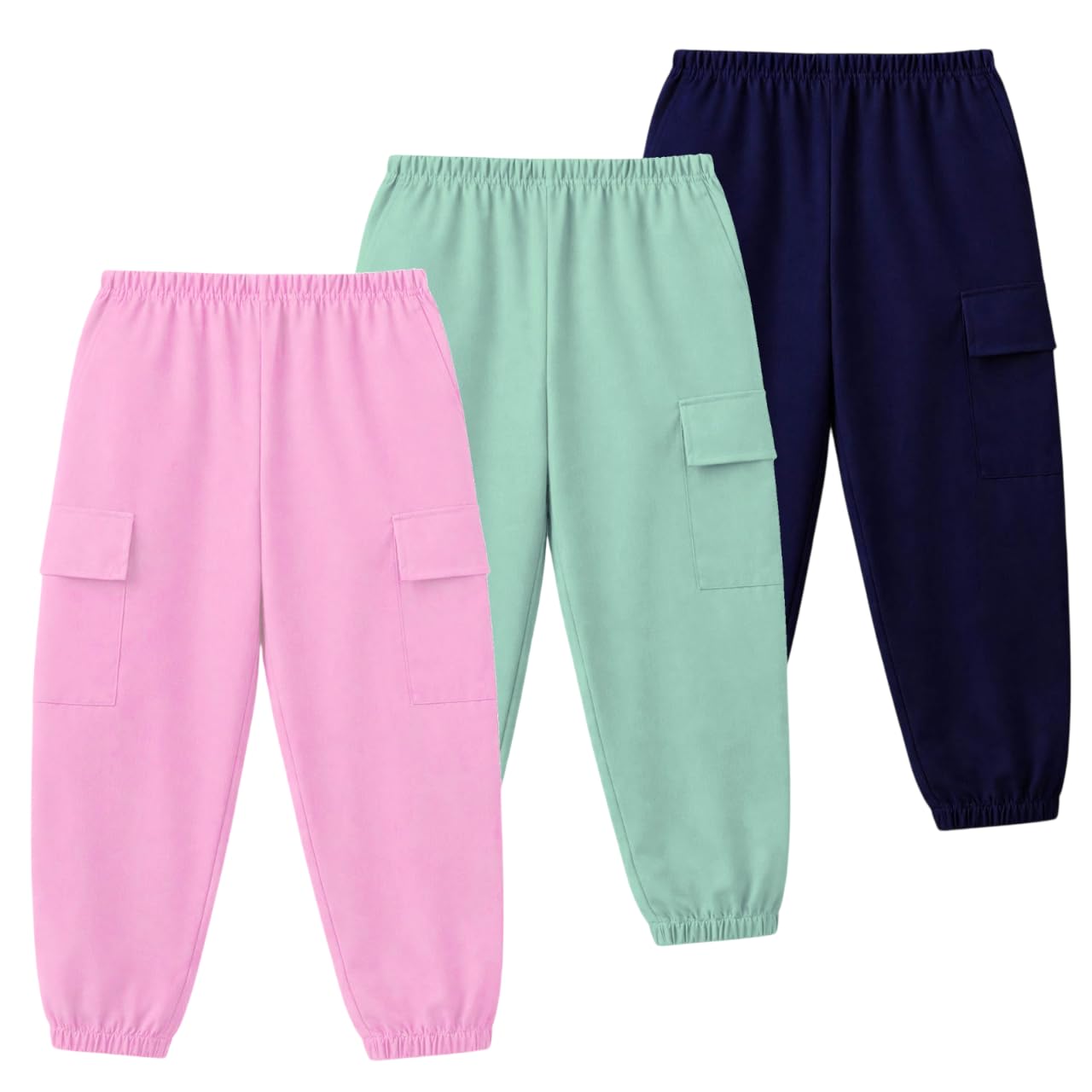 TS LAVI TAVI Kids Cotton Cargo Joggers Combo Pack of 3 | Elastic Waist Track Pants for Boys & Girls | Comfortable Casual Wear for 3 – 16 Years-picture-13