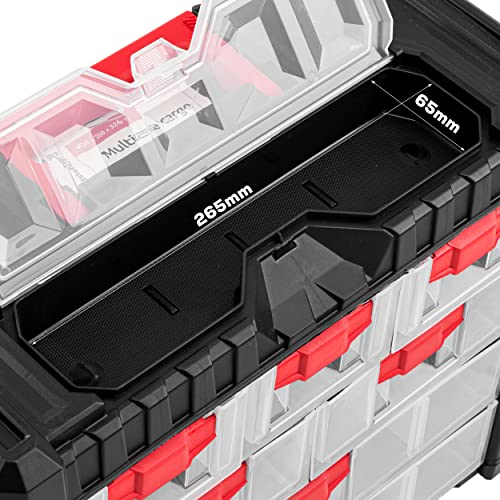 Box Suitcase Workshop Suitcase Organiser Drawers Organiser Tool Shelf Screws Plastic Black Transparent (Organiser L) - Image 5