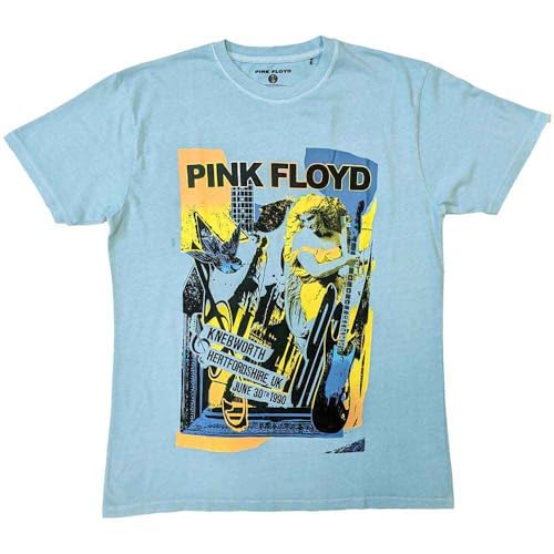 Rock Off officially licensed products Pink Floyd T Shirt Knebworth Live Nouveau Officiel Homme Bleu Dye Wash Size XXL