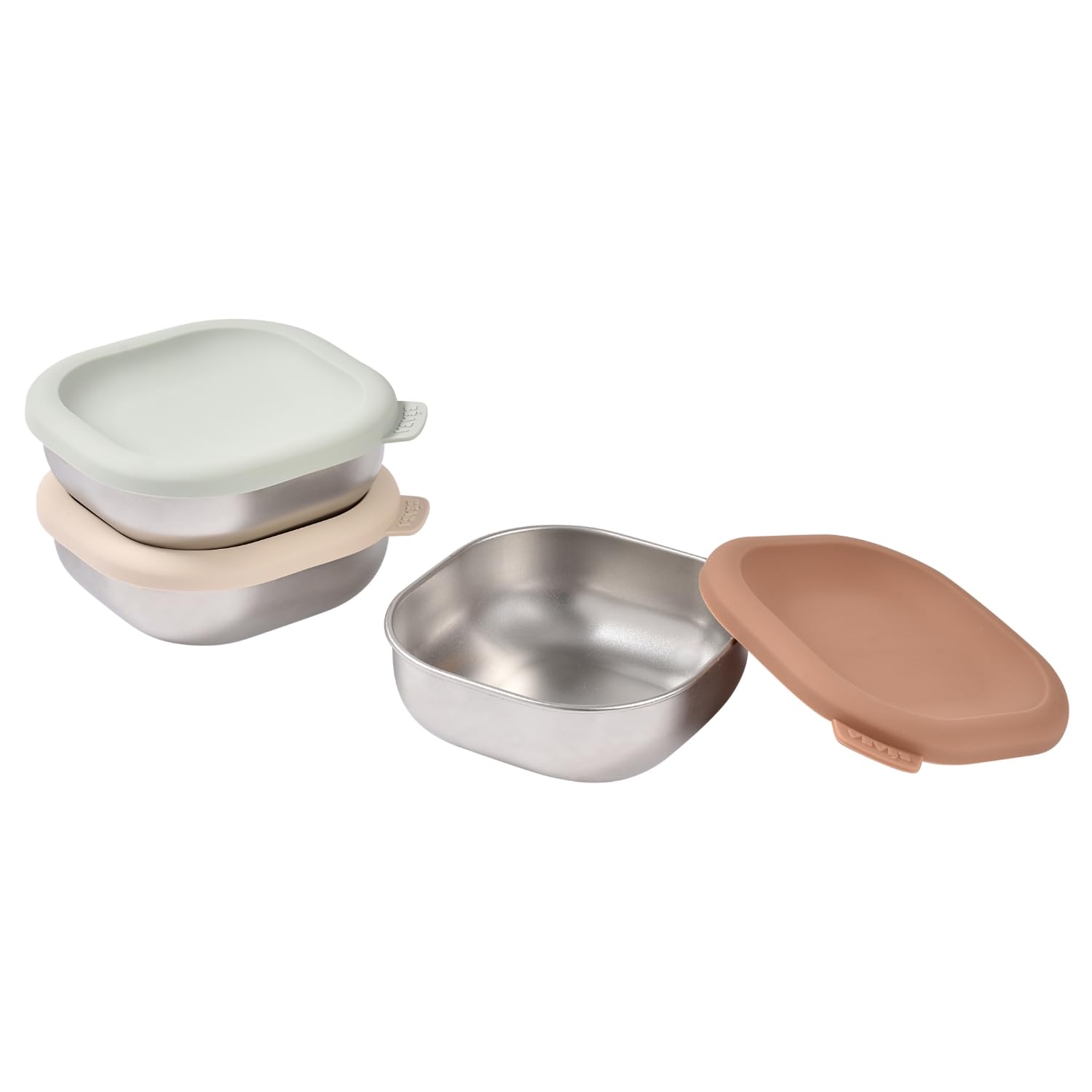 BÉABA, Lot 3 Pots Repas Bébé Inox, Portions Évolutives Purées & Goûters, Hermétiques, Incassables, Micro-ondes & Congélateur, Sans BPA, Sans Odeur, Boîtes de Conservation Durables, 250 mL, Natural Set
