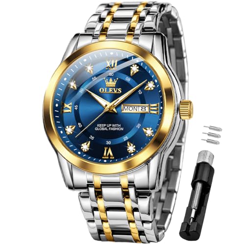Image of OLEVS Watches for Men Business Diamond Easy Read Men's Wristwatch Analog Luxury Date Stainless Steel Waterproof Luminous Dress Mens Watches