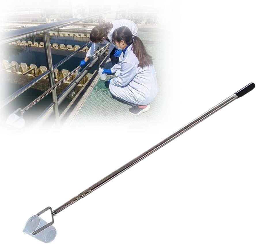 Retractable Rotatable Water Sampling Dipper for Rivers/Lakes,Flexible Water Sampler Kit,Portable Liquid Sample Collection Pole with Plastic Scale Beaker,1000ml,2.8~6.6ft/0.86~2m