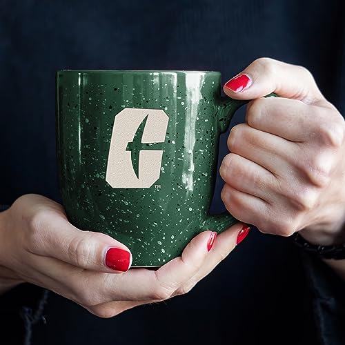Image of Rico Industries NCAA North Carolina-Charlotte 49ers Green Personalized 16 oz Team Color Laser Engraved Speckled Ceramic Coffee Mug