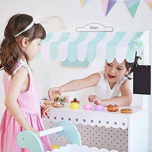 Teamson Kids TD-13003A My Dream Bakery Shop Dessert Stand And Rolling Pastry Cart Interactive Wooden Play Set thumb #4