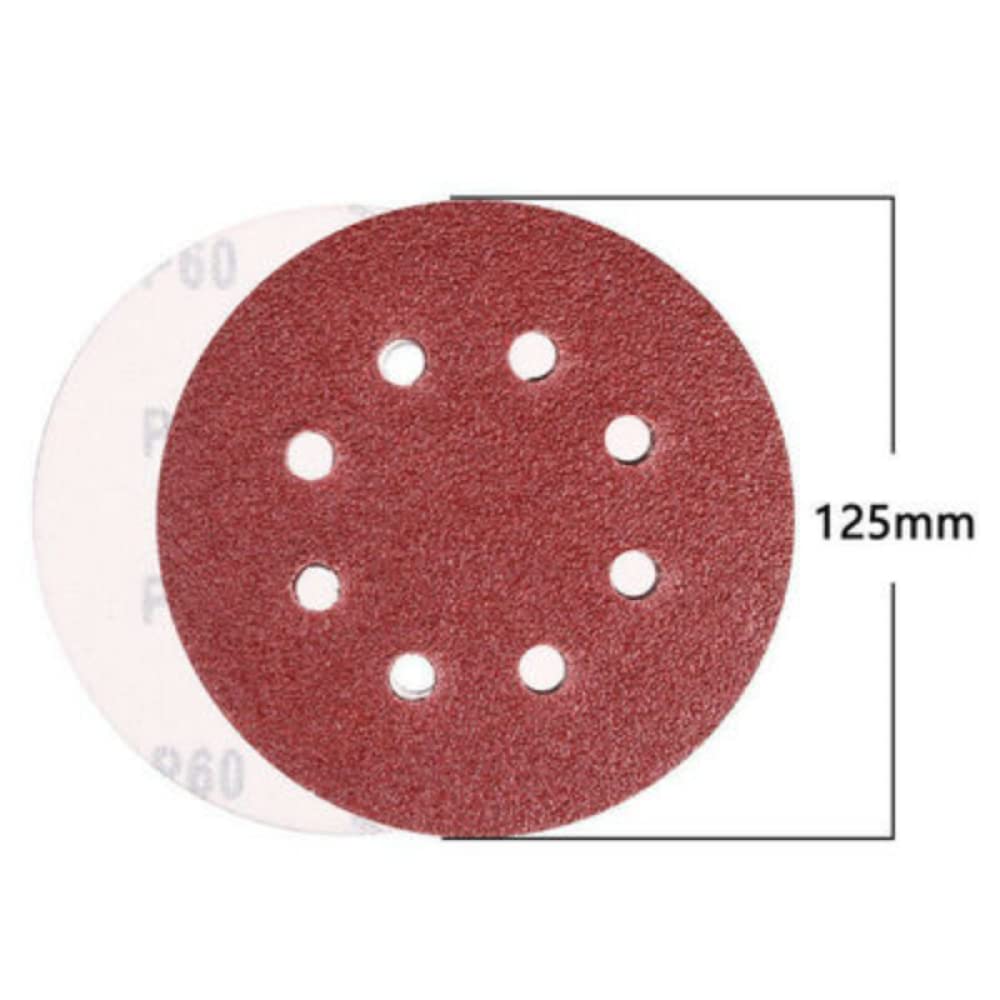 60/80/100 piezas 5 pulgadas 125mm papel de lija redondo hojas de arena grano 40-400 disco de lijado de gancho y bucle herramientas abrasivas de pulido, 80 piezas, h