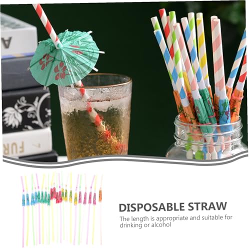 50 pitillos desechables de papel con diseño de sombrilla colorida miniatura 4