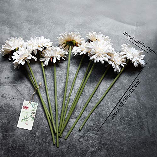 Fiveseasonstuff Gerbera Daisy, Outdoor Artificial Silk Flowers Arrangement & Wedding Bouquet (10 Floral Stems, Champagne Ivory) #TOP3