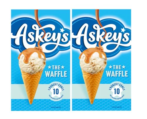 Aaskeys Waffle Cones 10 Cones (Pack of 2) | Crispy Waffle Ice Cream Cones | Premium Dessert Cone Multipack 20 Cones Total | Great for families parties and dessert stations
