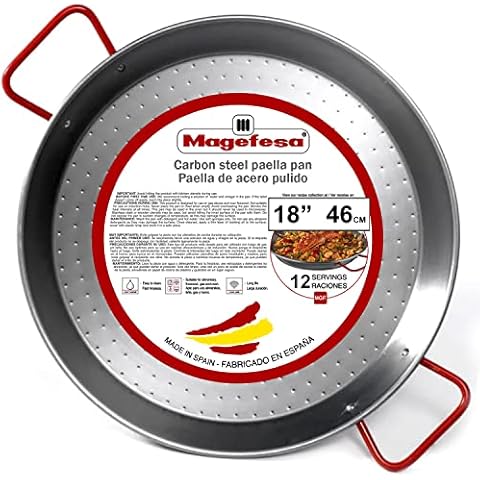 MAGEFESA Carbon Steel Paella Pan 18 in Cover