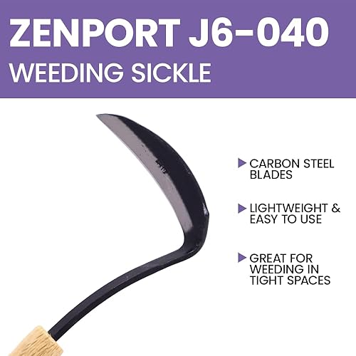 Miniatura 4 de Zenport Hoz J6040 revestida de la hoz de la luna, acero de carbono forjado