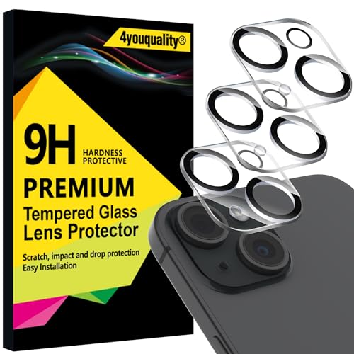 Image of 4youquality Camera Lens Protector for iPhone 15 and iPhone 15 Plus, 9H Tempered Glass, Case-Friendly, Anti-Scratch, Pack of 3