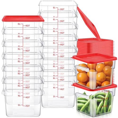 Image of Ziliny 15 Sets 6 Qt Dough Proofing Container with Lid, Red