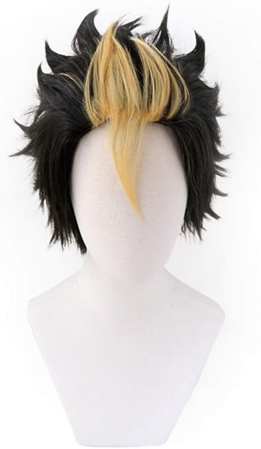 SoyusunnyHaikyuu!! Nishinoya Yuu Cosplay Wig Short Black Blonde Costume Halloween Wigs for Men Boys