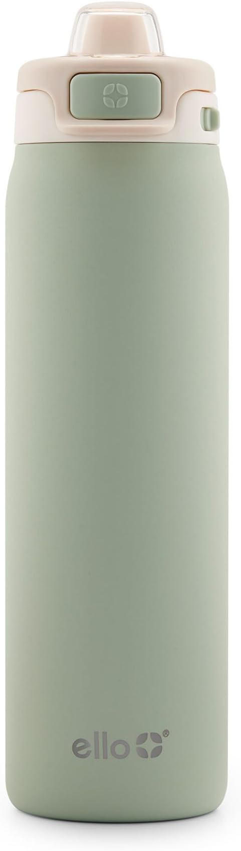Ello Pop & Fill 22oz Stainless Steel Water Bottle with Quick Fill Technology, Double Walled and Vacuum Insulated Metal, Leak Proof Locking Lid, Sip and Chug, Reusable, BPA Free, Pistachio