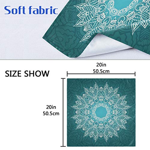 Auskid Peacock Blue Mandala Cloth Napkins Set Of 6, Washable Polyester Dinner Napkin, 20 X 20 Inch Table Napkins For Family, Parties, Weddings, Restaurant, Holiday Dinner #TOP5