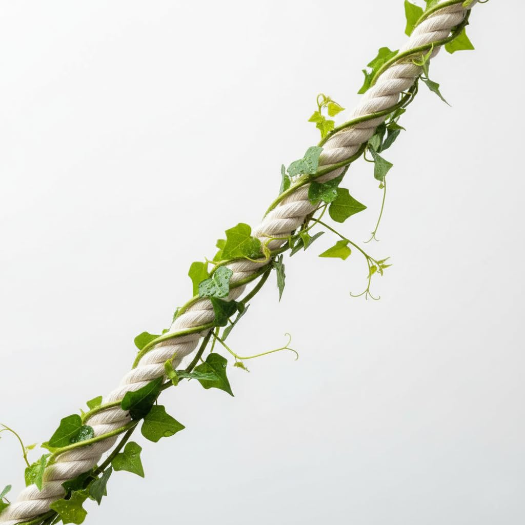 Cotton Rope for Plant Support, Vertical Garden Trellis, 10 Feet, 10mm Thick, 3-Strand Twisted Climbing Cord for Money Plants, Ivy & Vegetables-image-24