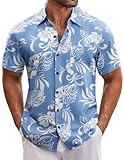 COOFANDY Men's Tropical Shirt Short Sleeve Hawaiian Floral Shirt Casual Button Down Aloha Shirt Summer Beach Tops