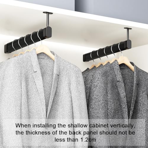 Image of HASTHIP Wardrobe Hanger Rod - 11.8'' Aluminum Closet Hanger Rod, Under Wardrobe Shelf Clothes Hang Rods, Adjustable Spacing Design, with Pre-punched Mounting Plates & Screws