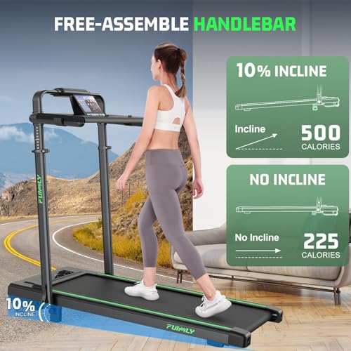 Image of Walking Pad Treadmill with Desk Workstation, 15% Incline Treadmill with Handle Bar, Foldable Treadmills Under Desk for Home /Office, 400 lbs+ Capacity, Adjustable Height, Removable Desk, 3.5HP Motor