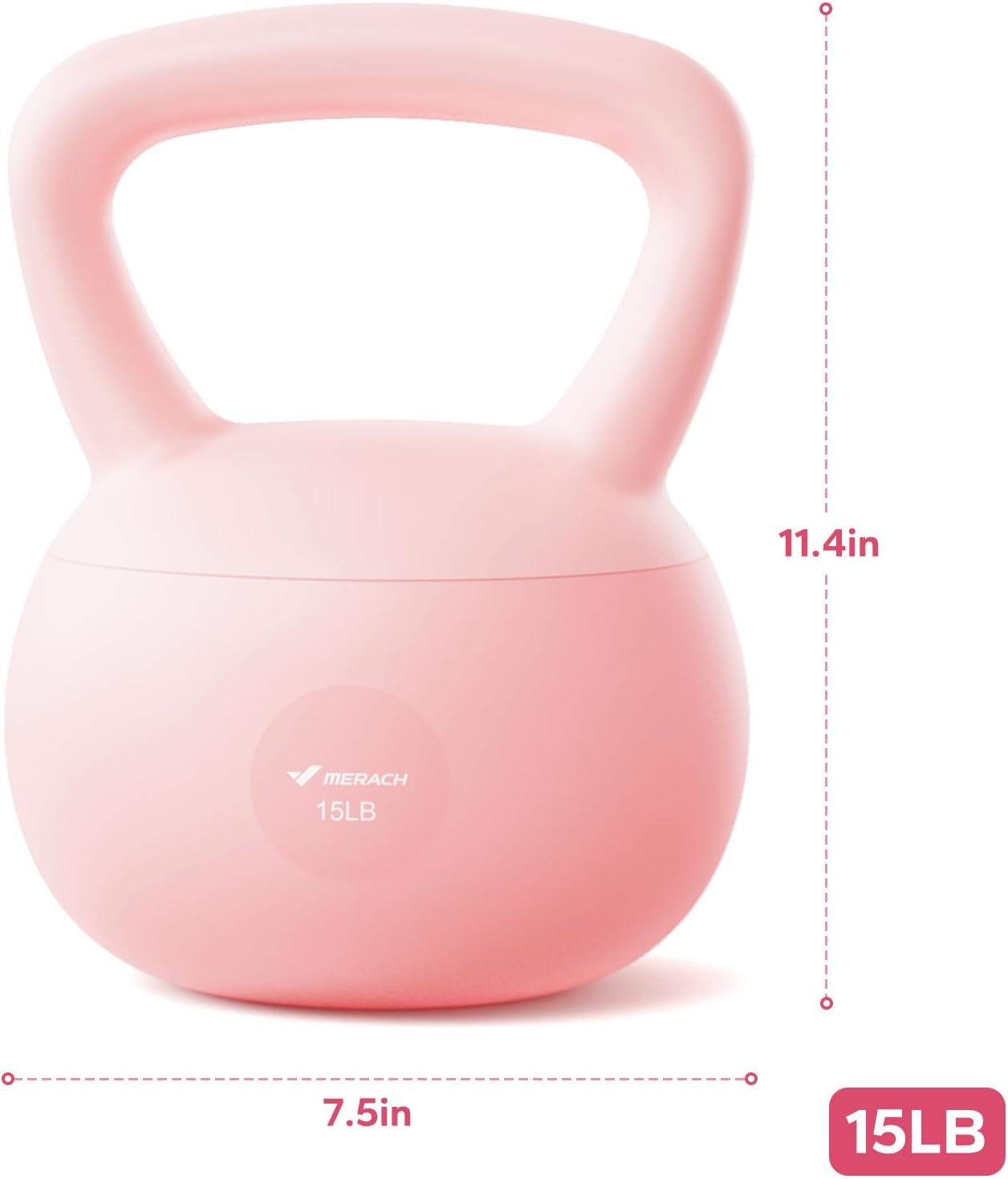 MERACH Soft Kettlebells, Strength Training Kettlebell with Wide Non-Slip Handle, Sea and Iron Sand Filled Kettle Bell with Soft-Sided Cushioned Base for Home Workouts, Ideal for Men, Women(15lb Pink/25lb Blue)