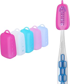 5Packs Toothbrush Cover Caps,Food Grade Silicone Toothbrush Head Covers for Travel, Home, Camping and School