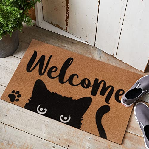 Percozzi Cat Welcome Doormat Funny Cat Mat With Non-Slip Backing Indoor Outdoor Welcome Door Mat For Entryway Porch Cat Lover Spring Summer Housewarming Gift #TOP4