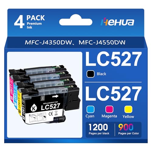 LC527 Druckerpatronen Kompatible für Brother LC 527 Multipack Patronen für Brother LC527 Patronen Set 527 LC-527VAL für Brother MFC-J4350DW MFC-J4550DW Drucker (LC527BK, LC527C, LC527M, LC527Y, 4-Pack