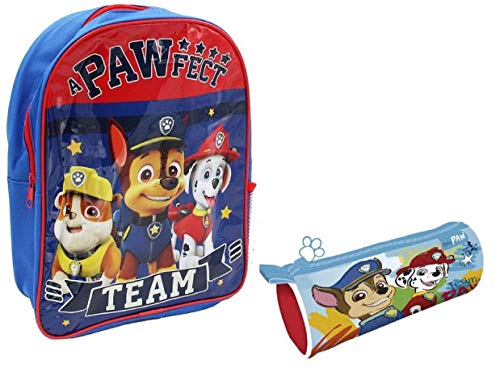 Pack de Mochila la Patrulla Canina 32x25   portalapiz con Cremallera 21.5x7.5x7.5cm Infantil