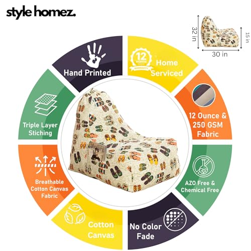 Image of Style Homez Hackey Cotton Canvas Abstract Printed Bean Bag XXL Size Filled with Beans Fillersr