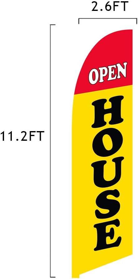 Vispronet Open House Feather Flag – Made From Tear-Resistant Knitted Polyester, Visible From Both Sides – 2.6ft x 11.2ft Swooper Flag – Flag Only