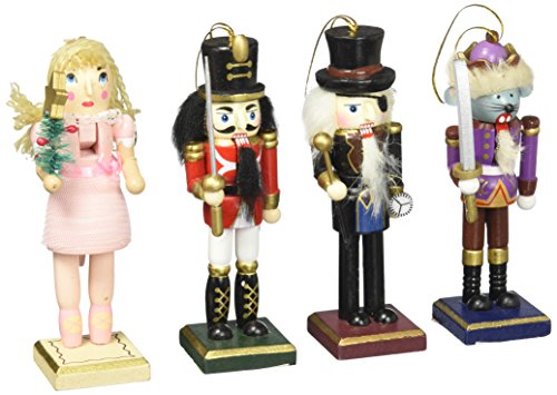 Burton & Burton Nutcracker Ornaments Wood Handpainted Assorted Set of 4,for Christmas