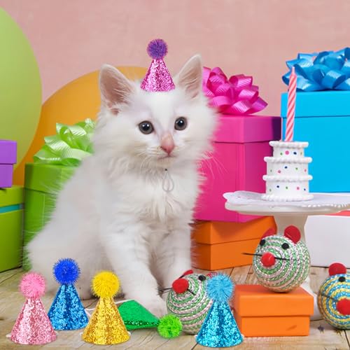 image for Hxezoc 10 Pcs Glitter Mini Birthday Party Hats Multicolor Paper Cone H