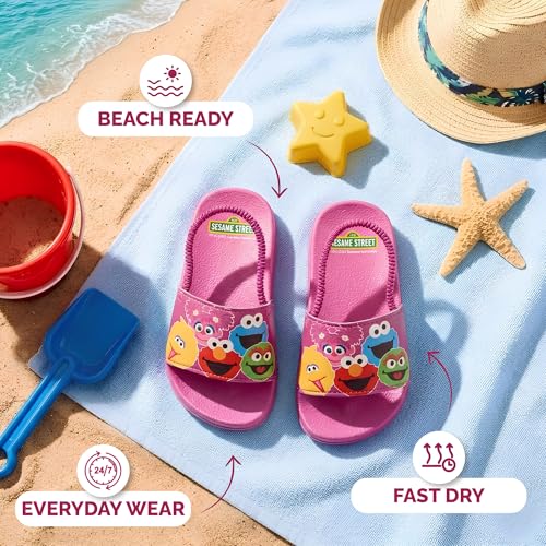 Image of Disney Minnie Mickey Encanto Lightning McQueen Lilo n Stich Sesame Street Little Mermaid Moana Slides Backstrap Slip-On Beach Sandals (Infant /Toddler /Little Kid)