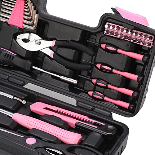 Kit de herramientas domésticas 39 piezas color rosa y negro miniatura 6