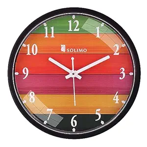 Amazon Brand - Solimo 12-Inch Plastic & Glass Analog Wall Clock - Different Strokes (Step Movement, Black Frame)