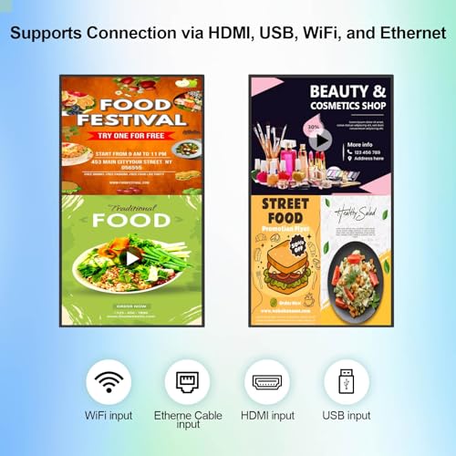 Image of 32inch Wall Mount Digital Signage, 2K UHD Touchscreen IPS Digital Display, 500nits High Brightness Monitor, CMS /U-Disk Plug&Play, 24 /7 Operation, Smart Split Screen, Android 11 OS Advertising Display
