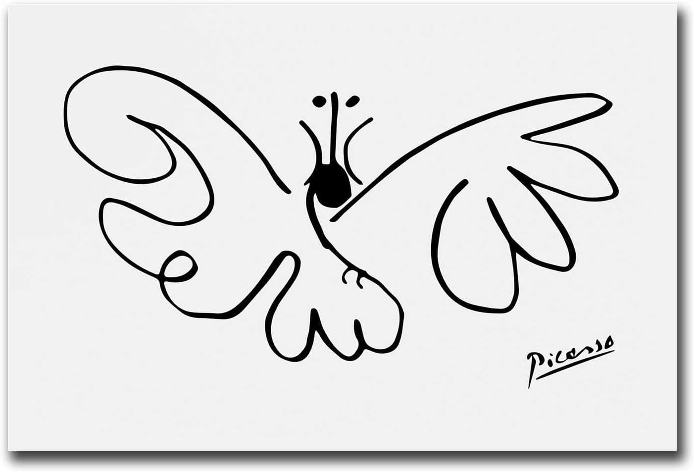 ZZYGGN GMGSW Pablo Picasso Prints The Butterfly Line Canvas Painting Pablo Picasso Poster Abstract Wall Art Abstract Picture for Office Decor 40x55cm Frameless