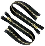AMORNPHAN 2pcs 12 Inch Metal Zippers #5 Antique Brass Separating Open End Jacket Zipper Y-Teeth Auto