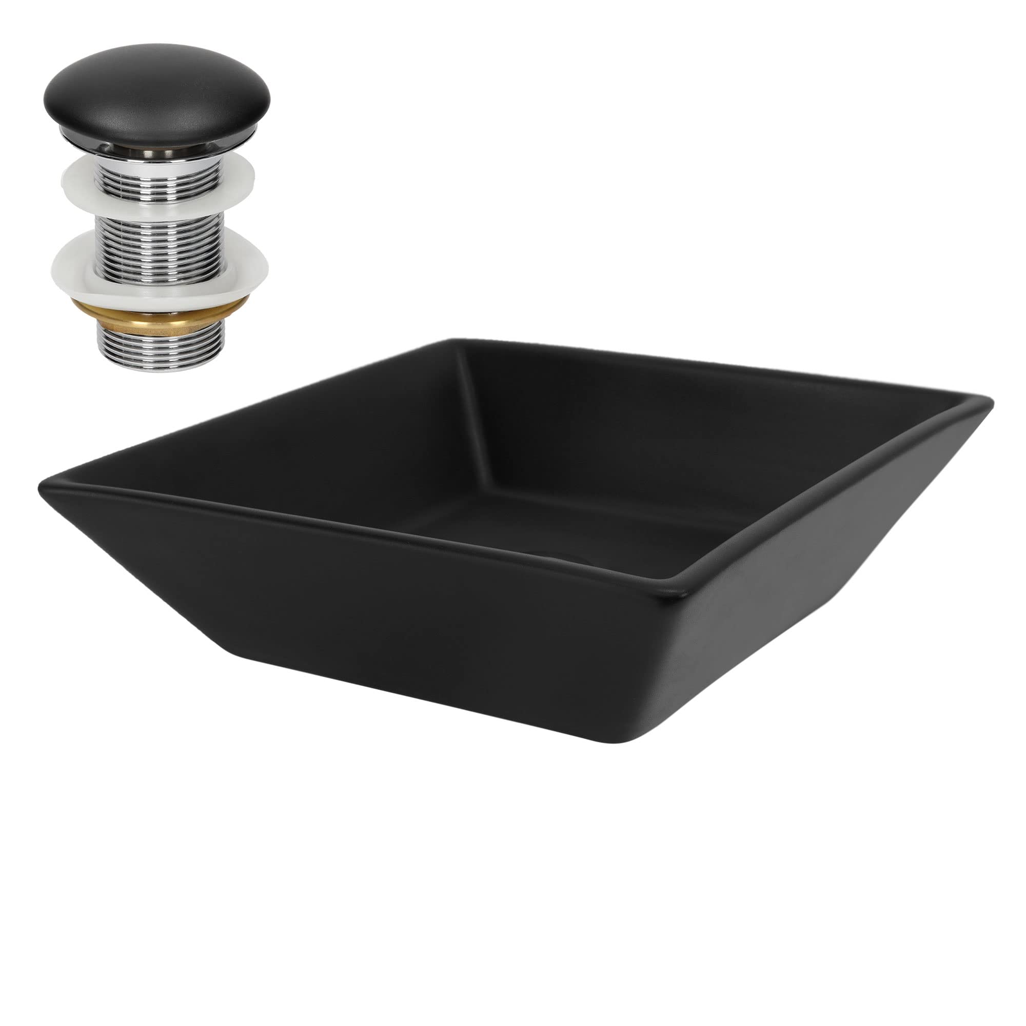 ML-Design Lavabo de Cerámica Negro Mate Redondo Ø 280 x 150 mm Con Agujero De Desagüe Lavamanos Moderno De Encimera Sobremesa De Superficie Pila Para Baño Aseo Fregadero Diseño Minimalista — view 51