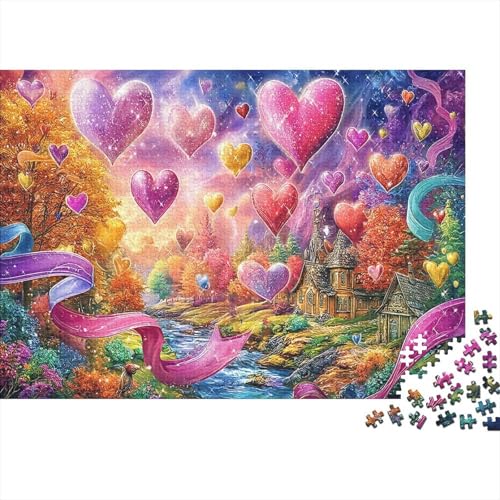 Heartland Fantasy 1000 Pièces Colorful Heart Balloons Puzzle en Carton Recyclé Éco-Friendly pour Adultes Jeu Éducatif Décompression pour Décoration...