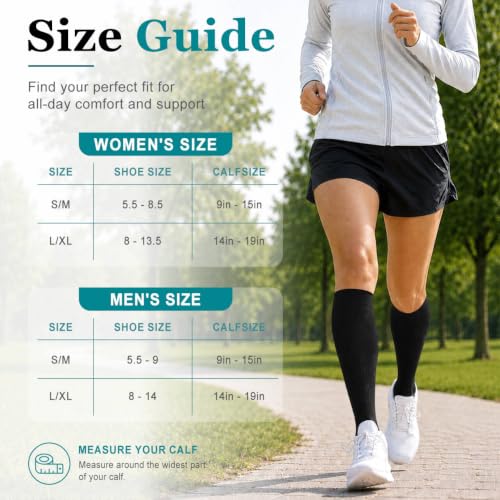 Image of COOLOVER Copper Compression Socks for Women and Men(6 Pairs)-Best Support for Running, Athletic, Travel