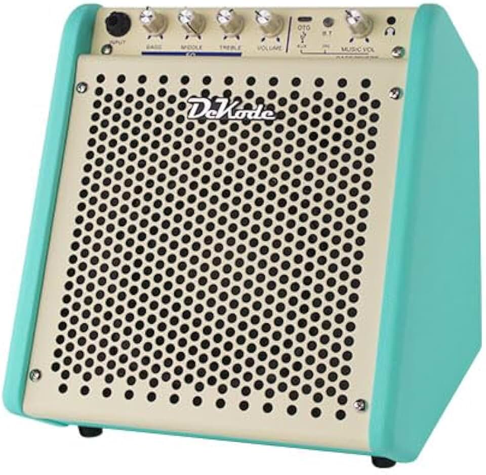 VEDO Amplificador para Baixo Elétrico DK 25W com Caixa de Som Portátil, Gravação OTG Interna, Efeito de Reverberação Integrado, Equalizador de 3 Bandas, Entrada 6.35mm, Monitoramento (Verde(1 peça))