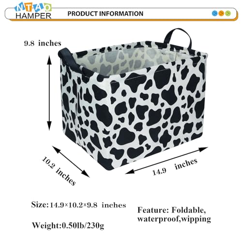 Image of NTAOHAMPER Rectangular Cow Storage Basket, Waterproof Cowprint Box with Handles, Room Decor, Gift Basket for CowLovers, Collapsible Storage Bin(Cow)