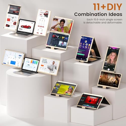 Image of 15.6 inch Tri-Screen Portable Foldable Dual Monitor | 15.6 Inch Triple Monitor Compatible with Windows & MAC OS | Laptop Screen Extender