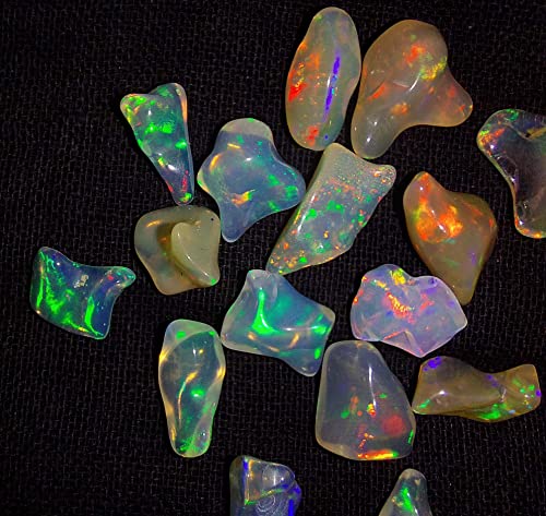 0.65 To 1.65 Ct 16 Pcs Lot Natural Ethiopian Rainbow Fire White Opal Uncut Polished Certified Gemstone Rough Best For Jewelry Use #TOP5