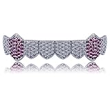 JINAO Grillz Teeth Men - Grills for Your Teeth 8 Top & Bottom Set, 18K Gold-Plated Brass Dental Grills with...