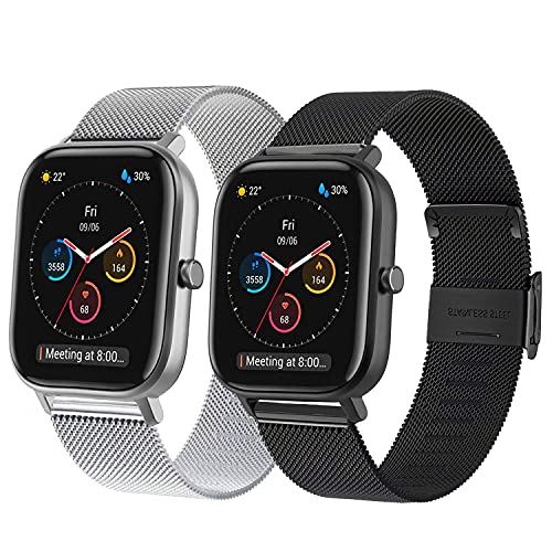 WATORY Náramek kompatibilní s Amazfit GTS/GTS 2/ GTS 2 Mini/GTS 2e / GTS 3, Quick Release Mesh tkaný pásek z ušlechtilé oceli, kovový pásek k hodinkám Business náhradní pásek pro Amazfit Bip/Bip U Pro, Bip S.